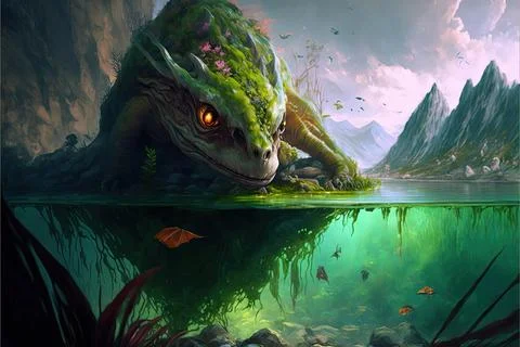 In A Painting On A Volcano Stock Illustration
