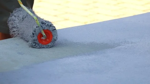 Painting wall close-up roller gray Stock-Footage 116267928