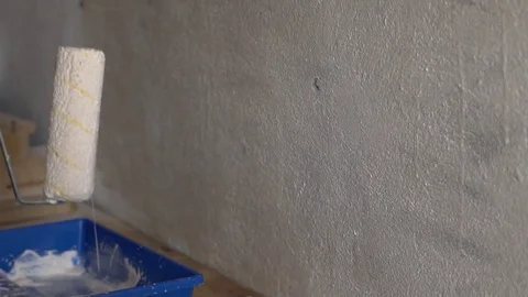 Painting walls with a roller Stock Footage 82891502