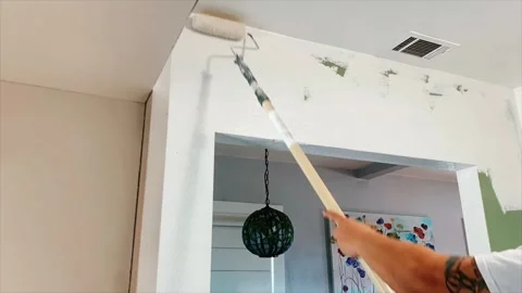 Painting walls with roller Stock Footage 334171266