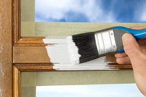 Painting window frame Stock Photos