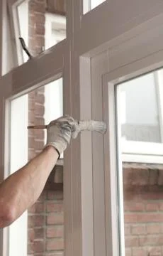 Painting a window Foto stock