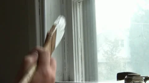 Painting Window White Video stock 12600174