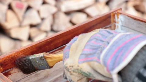 Painting a wooden object 動画素材 130377828