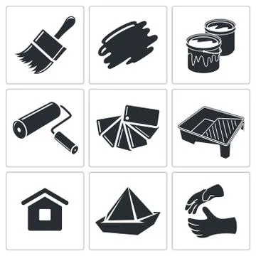 Painting work icon collection Stock Illustration