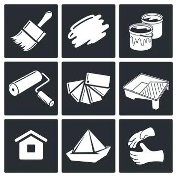 Painting work icon set Stock Illustration