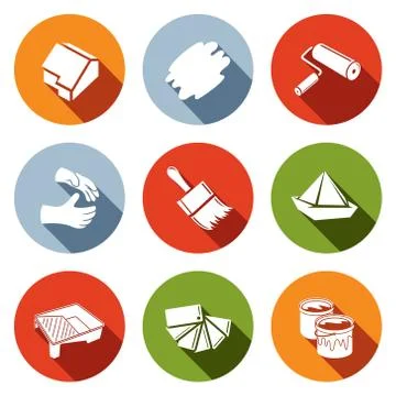 Painting work icon set Stock Illustration