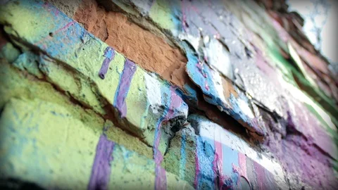 Paintings and Brick wall close up Stock-Footage 88432533