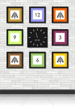 Paintings and clocks Stock Illustration