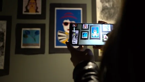 Paintings, art gallery Stock Footage 112376447