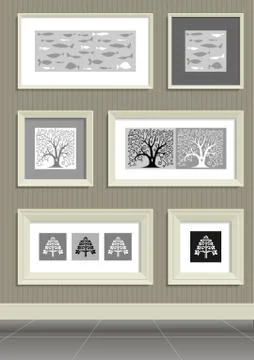 Paintings in beige framework Stock Illustration