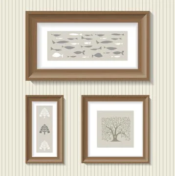 Paintings in oak frames Stock Illustration