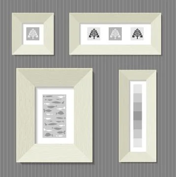 Paintings in wide frames Stock Illustration