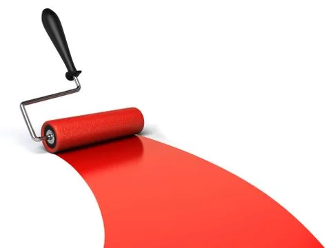Paintroller and red paint Stock Illustration