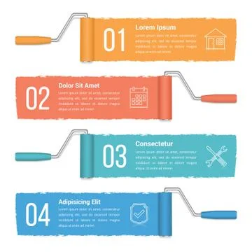 Paintrollers with Numbers and Text Stock Illustration