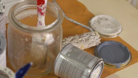 Paints and brushes Stock Footage 88560608