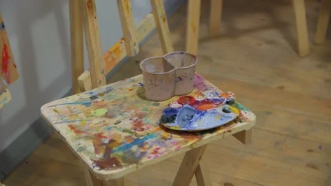 Paints And Brushes Stock Footage 163349357