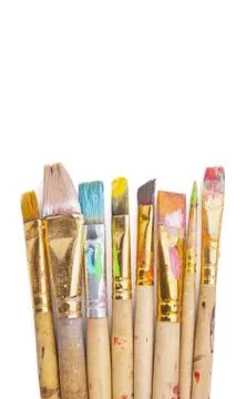 Paints and brushes Stock Photos