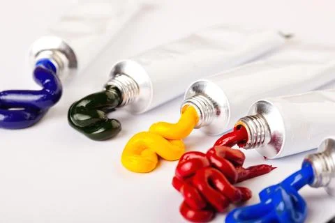 Paints and brushes Stock Photos