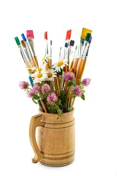 Paints and brushes Stock Photos