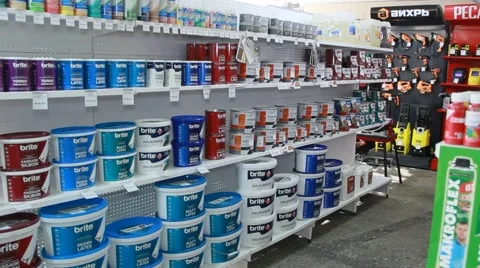 Paints and instruments in the store 스톡 동영상 54943673