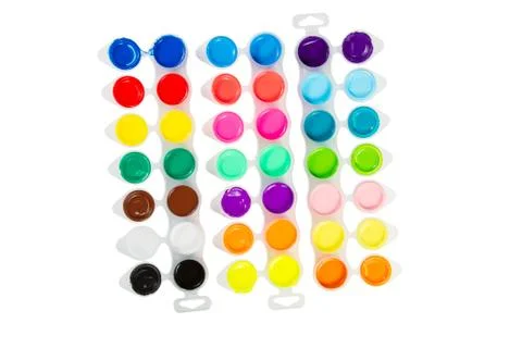 Paints into containers . Stock Photos