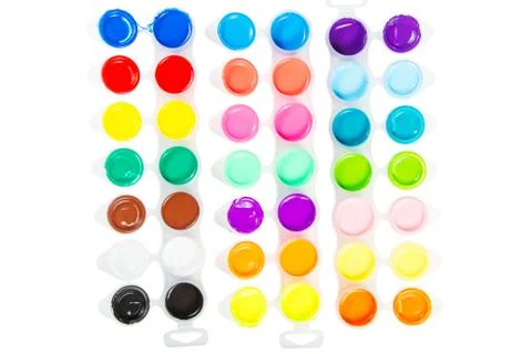 Paints into containers . Stock Photos