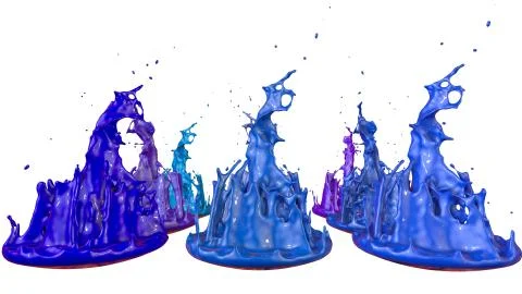 Paints dance on white background. Simulation of 3d splashes of ink on a musical 库存插图
