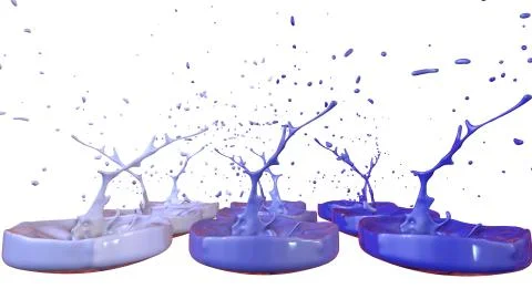 Paints dance on white background. Simulation of 3d splashes of ink on a musical Stock Illustration