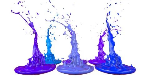Paints dance on white background. Simulation of 3d splashes of ink on a musical Stock Illustration
