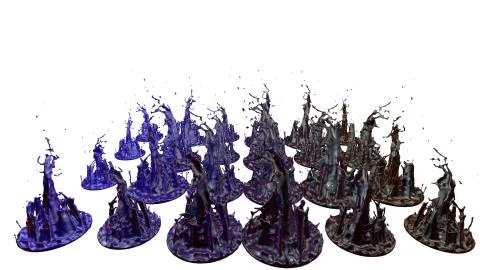 Paints dance on white background. Simulation of 3d splashes of ink on a musical Stock Illustration