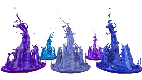 Paints dance on white background. Simulation of 3d splashes of ink on a musical Stock Illustration