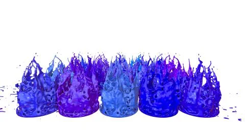 Paints dance on white background. Simulation of 3d splashes of ink on a musical Stock Illustration