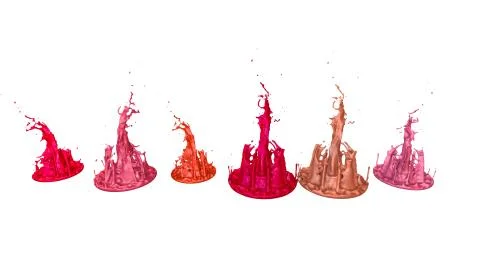 Paints dance on white background. Simulation of 3d splashes of ink on a musical Stock Illustration