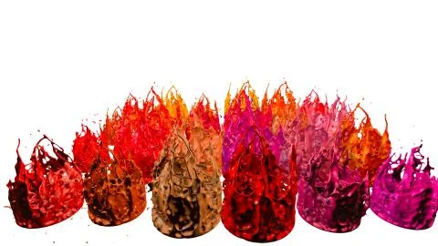 Paints dance on white background. Simulation of 3d splashes of ink on a musical Stock Illustration