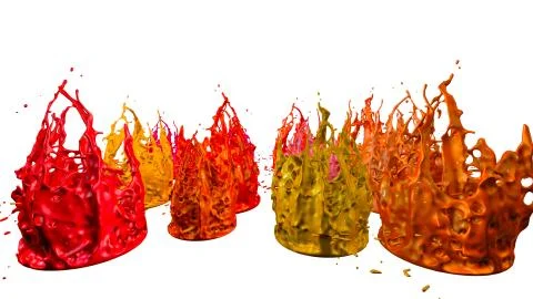 Paints dance on white background. Simulation of 3d splashes of ink on a musical Stock Illustration