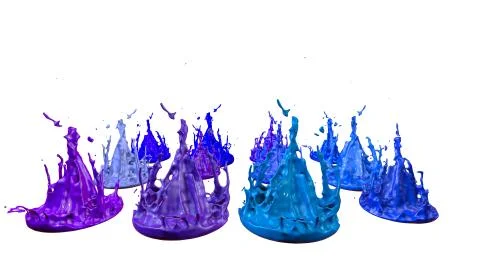 Paints dance on white background. Simulation of 3d splashes of ink on a musical Stock Illustration