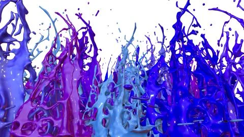 Paints dance on white background. Simulation of 3d splashes of ink on a musical イラスト素材
