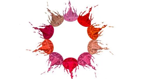 Paints dance on white background. Simulation of 3d splashes of ink on a musical イラスト素材