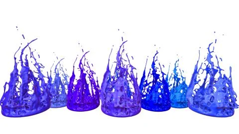 Paints dance on white background. Simulation of 3d splashes of ink on a musical Stock Illustration