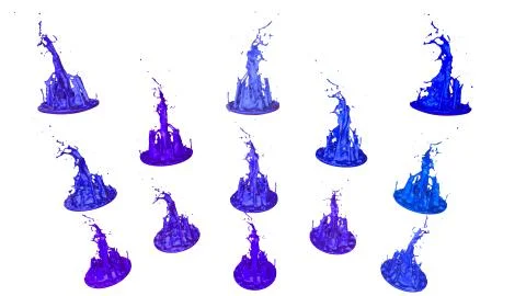 Paints dance on white background. Simulation of 3d splashes of ink on a musical Stock Illustration