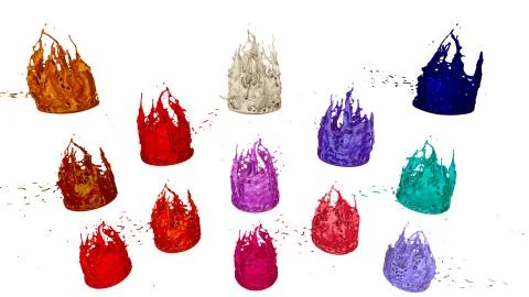 Paints dance on white background. Simulation of 3d splashes of ink on a musical イラスト素材