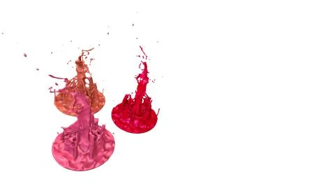 Paints dance on white background. Simulation of 3d splashes of ink on a musical Stock Illustration