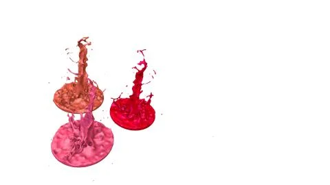 Paints dance on white background. Simulation of 3d splashes of ink on a musical Stock Illustration