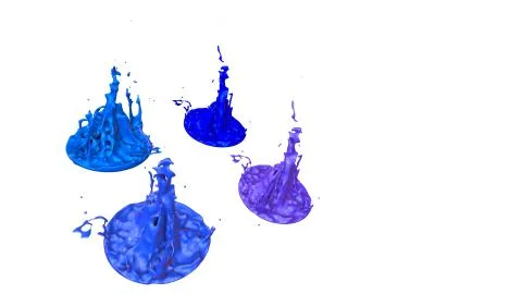 Paints dance on white background. Simulation of 3d splashes of ink on a musical Stock Illustration