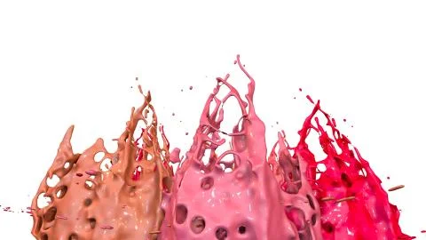 Paints dance on white background. Simulation of 3d splashes of ink on a musical Stock Illustration