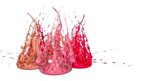 Paints dance on white background. Simulation of 3d splashes of ink on a musical Stock Illustration