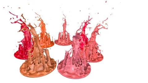Paints dance on white background. Simulation of 3d splashes of ink on a musical Stock Illustration