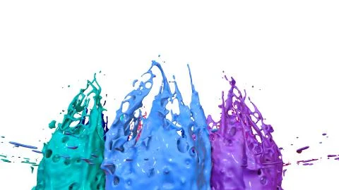 Paints dance on white background. Simulation of 3d splashes of ink on a musical イラスト素材