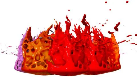 Paints dance on white background. Simulation of 3d splashes of ink on a musical Stock Illustration